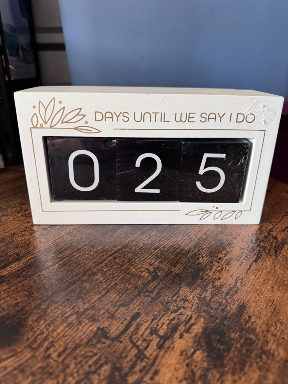 Wedding Countdown Block - White "Days Until We Say I Do"